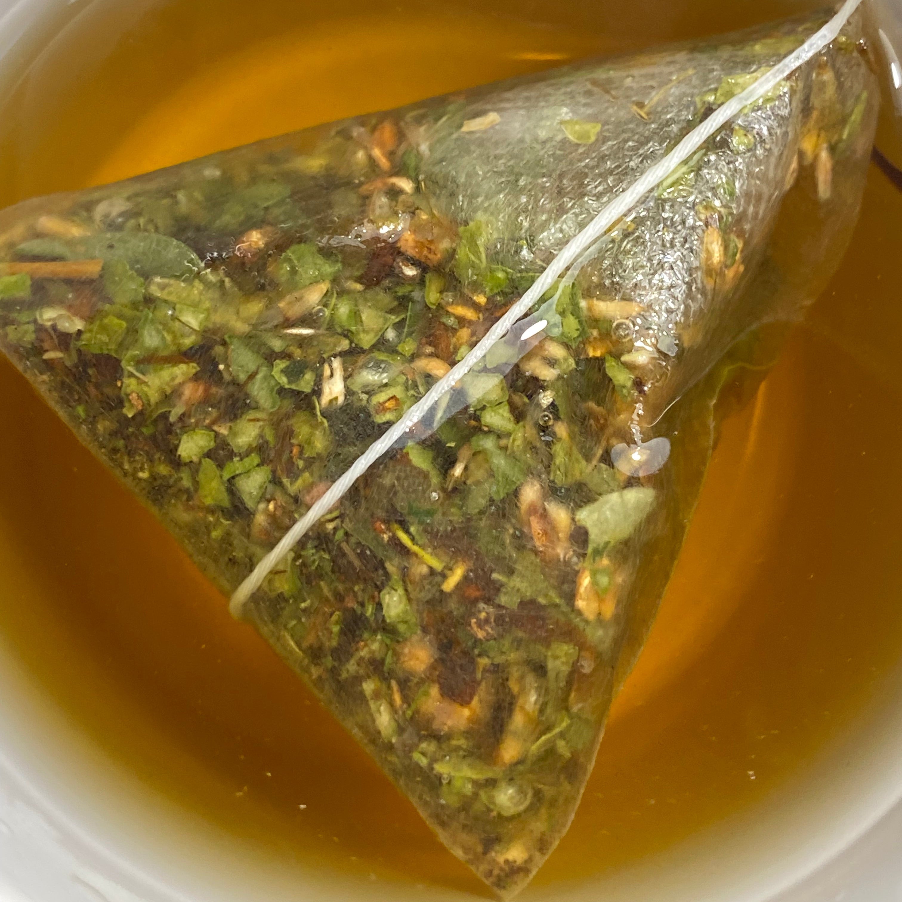 Tea bag steeping in a cup of tea