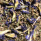 Close-up of dried butterfly pea flowers and green leaves Bacopa Monnieri for brain health by Ayoni Wellness