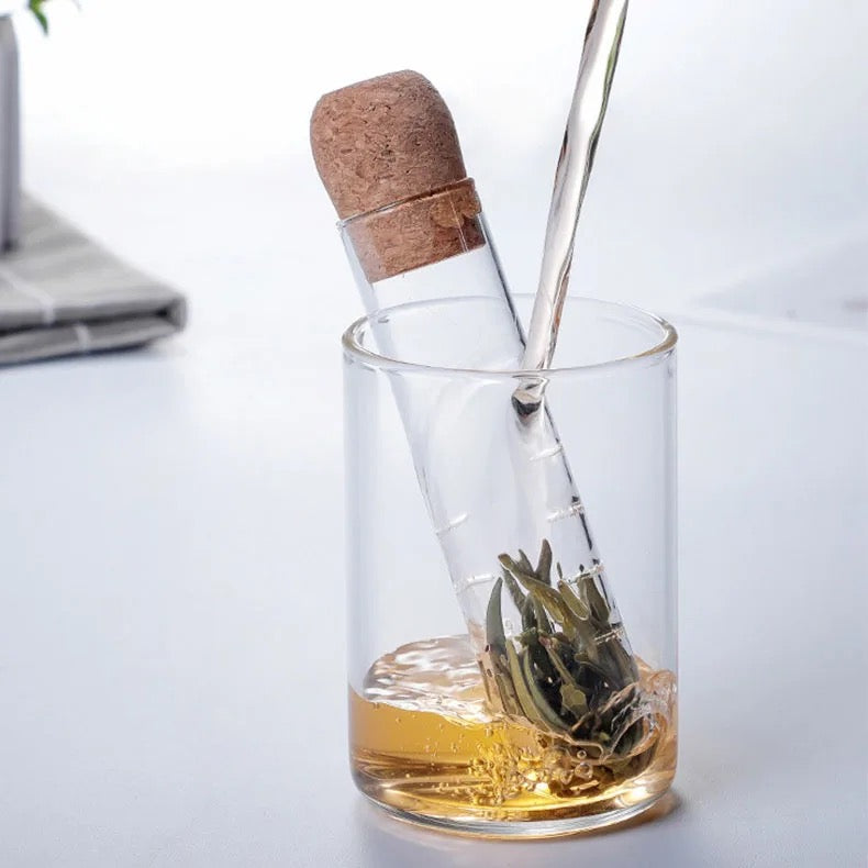 Portable Borosilicate Glass Tea Infuser Strainer with Cork Lid