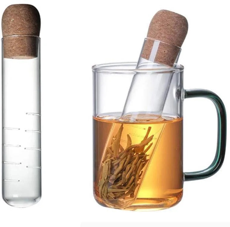 Portable Glass Tea Strainer with Cork Lid - Ayoni Wellness