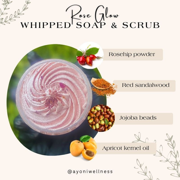 Rose Glow Exfoliating WHIPPED Butter Scrub - Ayoni Wellness