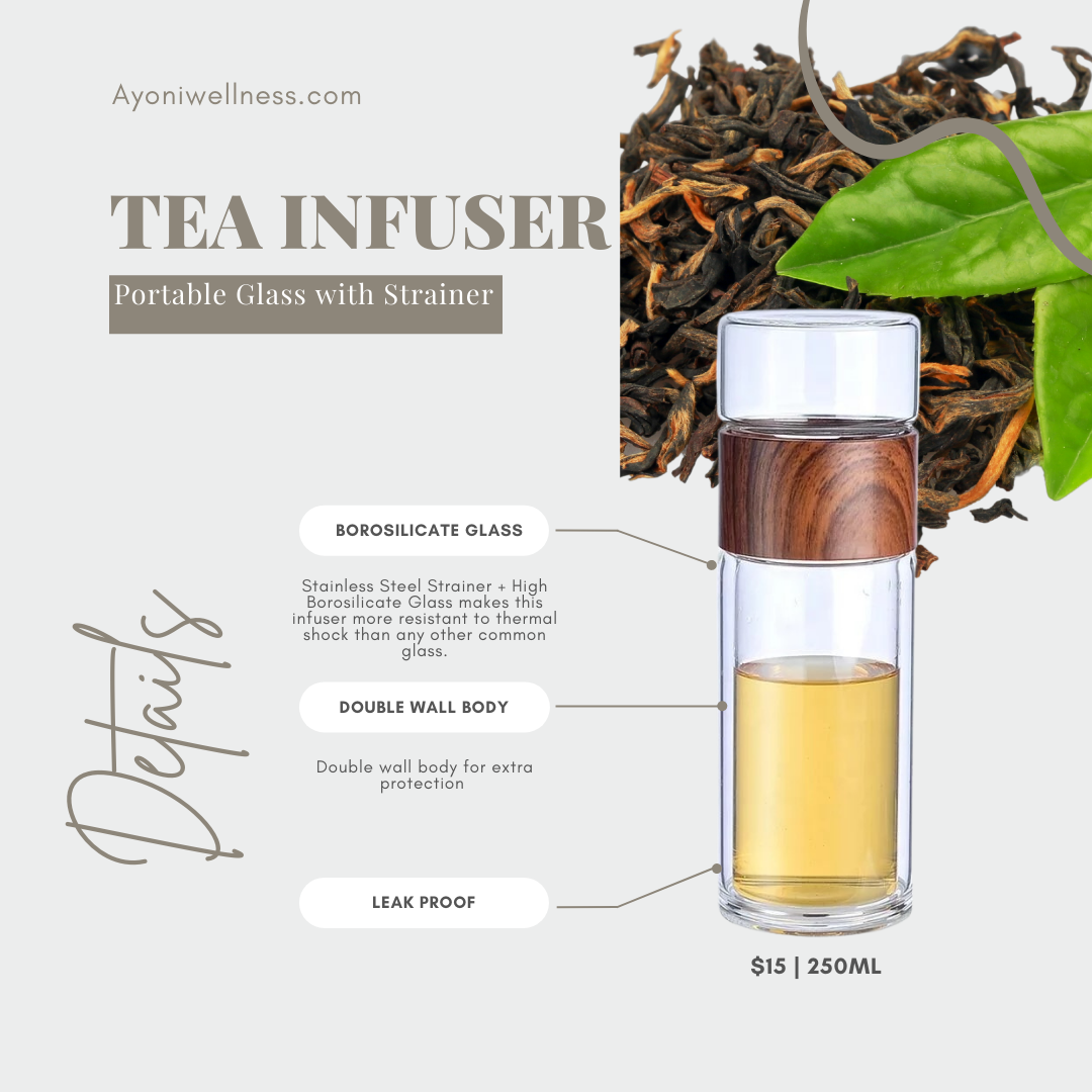 Tea Infuser Glass Water Bottle, Double Wall Glass with Strainer for Loose  Leaf Tea and Fruit - 12 oz Brown