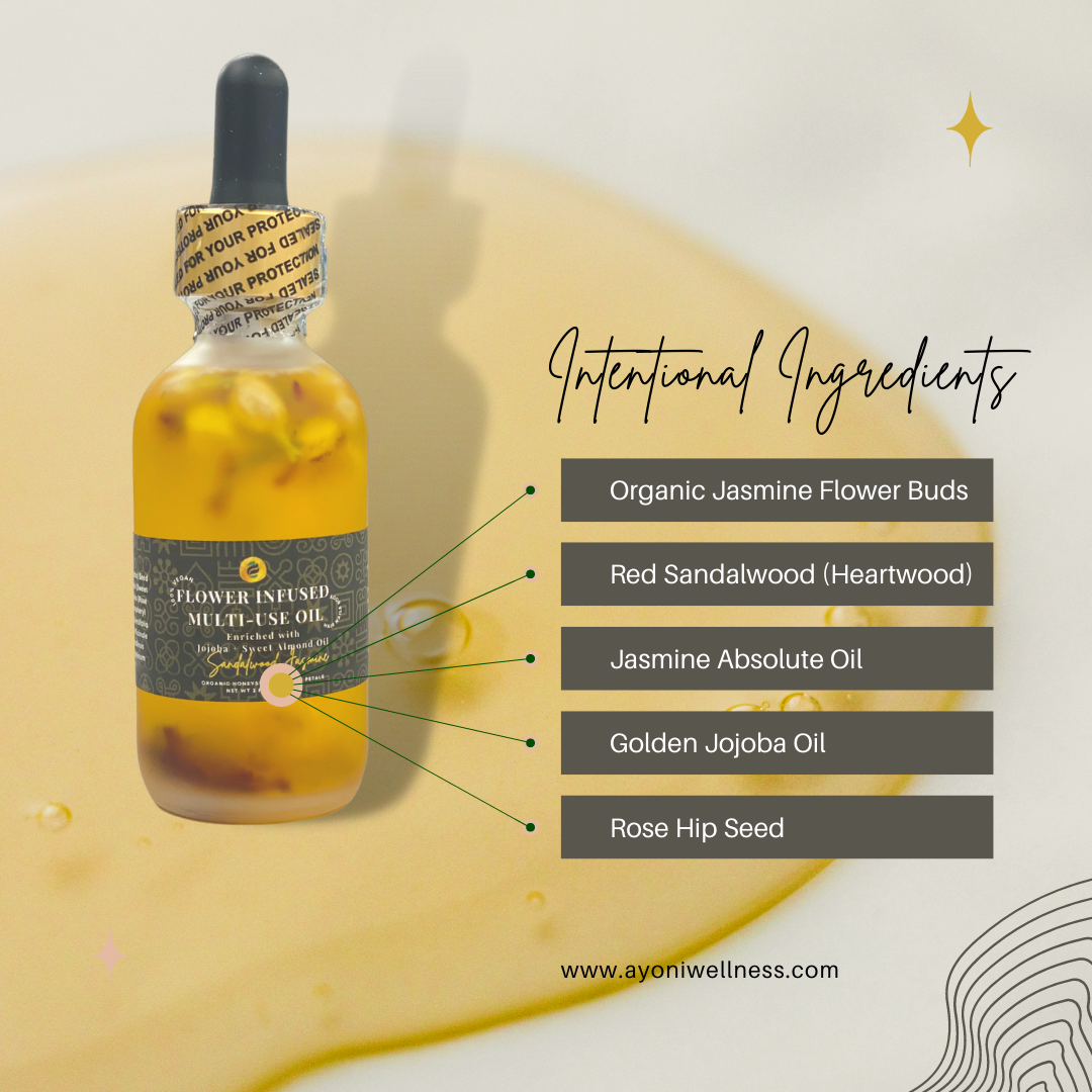 Sandalwood Jasmine Flower Infused Body Oil - Ayoni Wellness