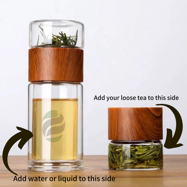 Leak Proof Tea Tumbler with Infuser - BPA Free Double Wall -8.5 oz - Ayoni Wellness